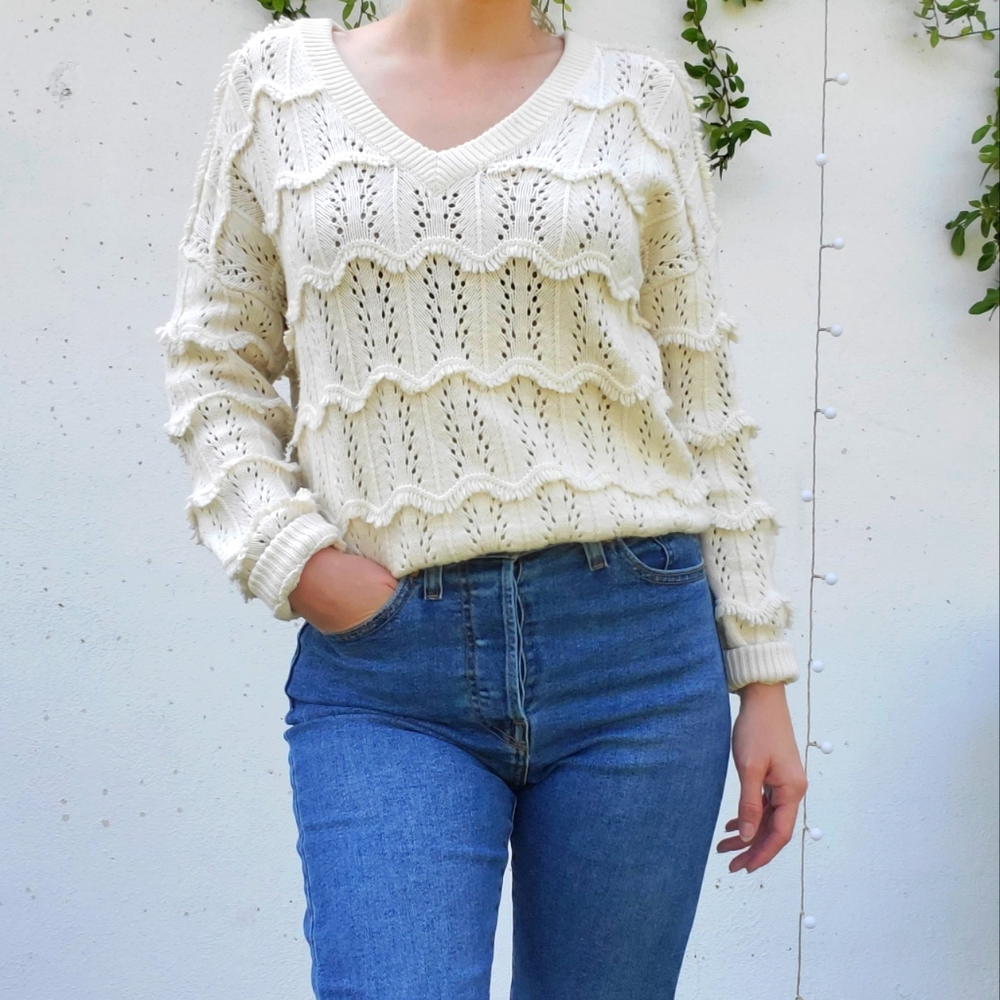 Madewell Belle Pointelle Fringe Sweater